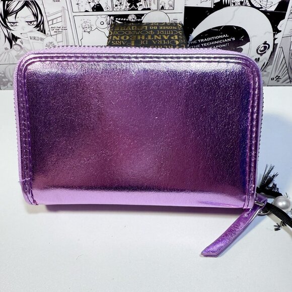 NWT Juicy Couture String Of Pearls Double Medium Zip Around Wallet Violet Tulle - Picture 4 of 9